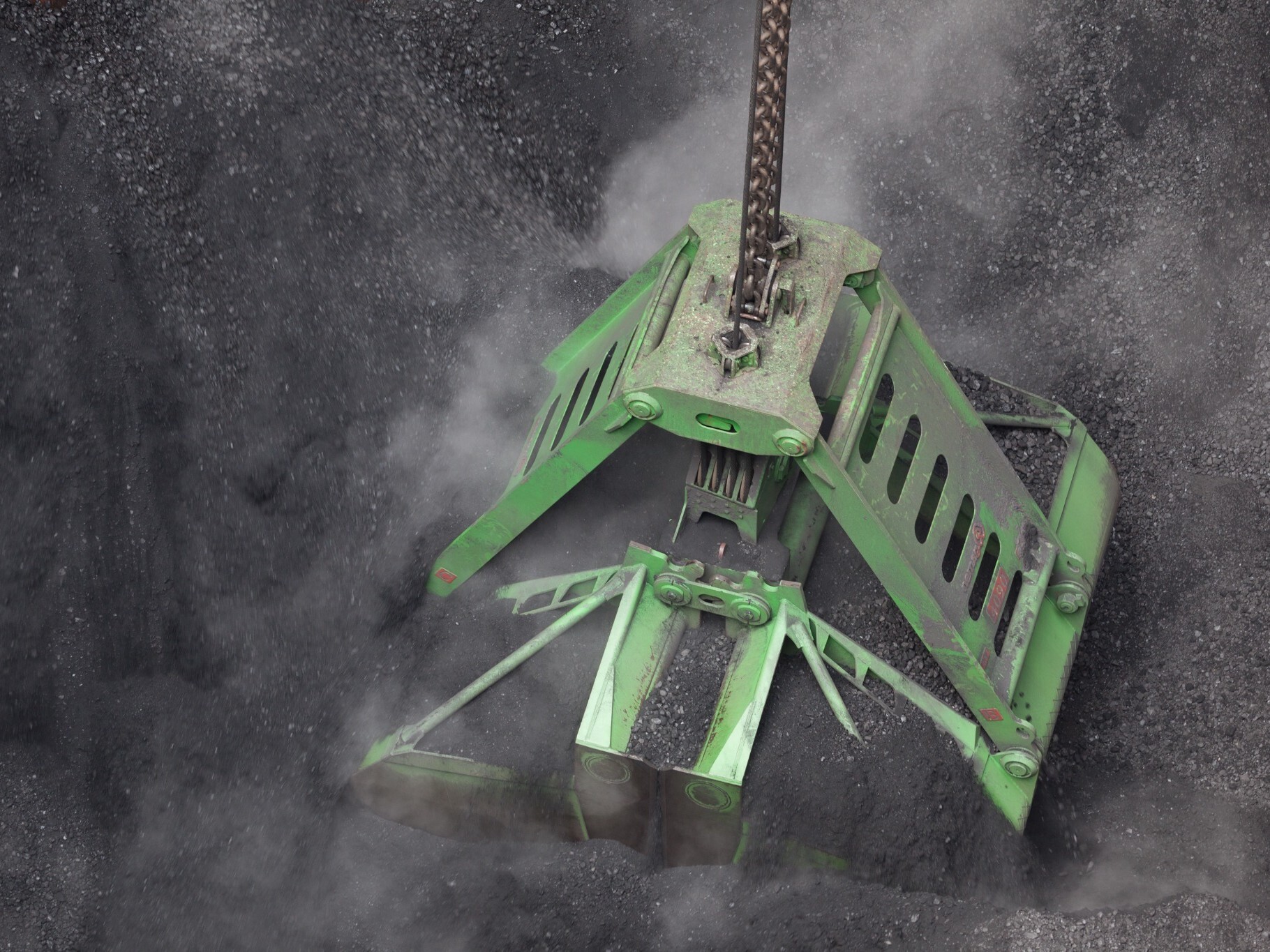 Clamshell grab in Coal